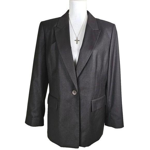 Kasper ~Woman Size 16~ Chocolate Brown One Button Lined Career Work Suit Jacket. - Picture 4 of 12